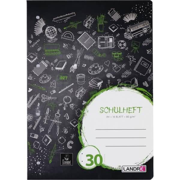 Schulheft A4 16 Blatt 80 g/qm 4-fach gelocht Lineatur 30 blanko