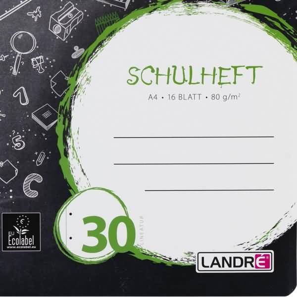 Schulheft A4 16 Blatt 80 g/qm 4-fach gelocht Lineatur 30 blanko