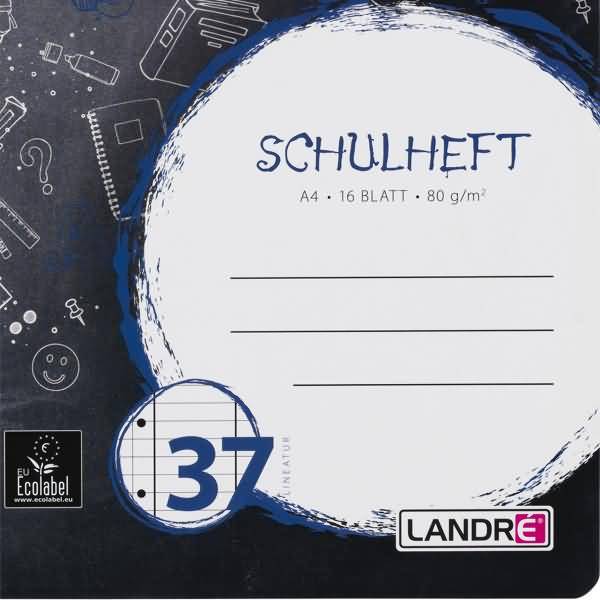 Schulheft A4 16 Blatt 80 g/qm 4-fach gelocht Lineatur 37 perforiert