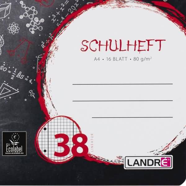 Schulheft A4 16 Blatt 80 g/qm 4-fach gelocht Lineatur 38 perforiert