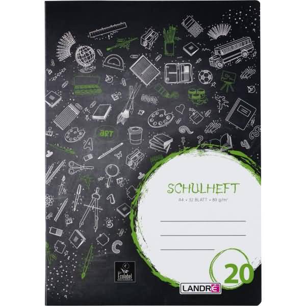 Schulheft A4 32 Blatt 80 g/qm Lineatur 20 (blanko)