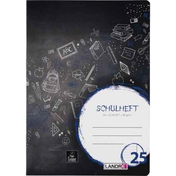 Schulheft A4 32 Blatt 80 g/qm Lineatur 25 (liniert mit Rand rechts)