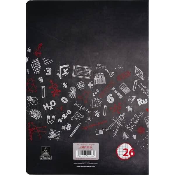 Schulheft A4 32 Blatt 80 g/qm Lineatur 26 (kariert mit Rand rechts)
