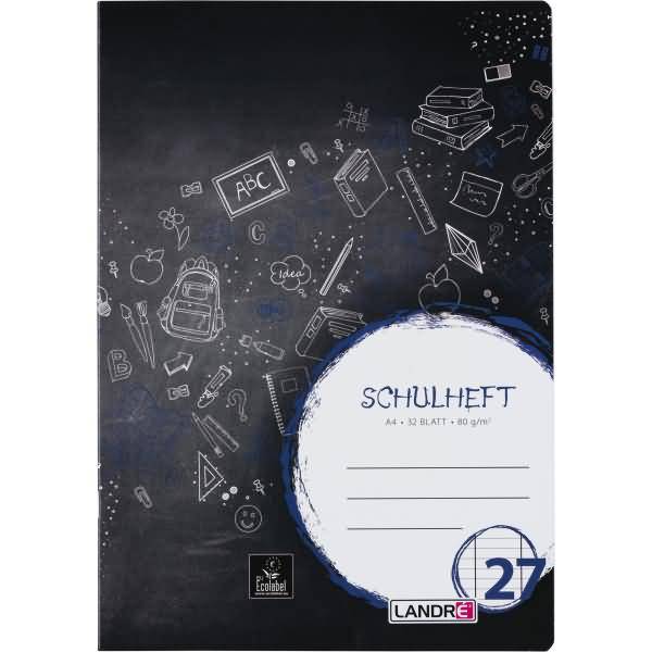 Schulheft A4 32 Blatt 80 g/qm Lineatur 27 (liniert mit Doppelrand)