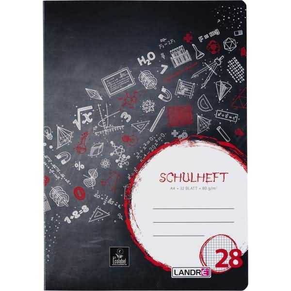 Schulheft A4 32 Blatt 80 g/qm Lineatur 28 (kariert mit Doppelrand)