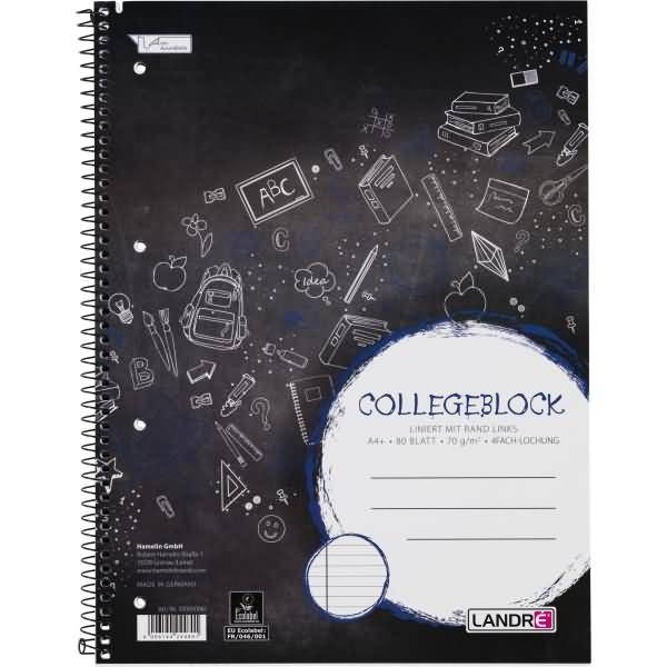 Collegeblock College A4+ 80 Blatt 70 g/qm 4-fach gelocht liniert