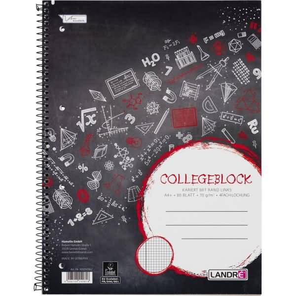 Collegeblock College A4+ 80 Blatt 70 g/qm 4-fach gelocht kariert