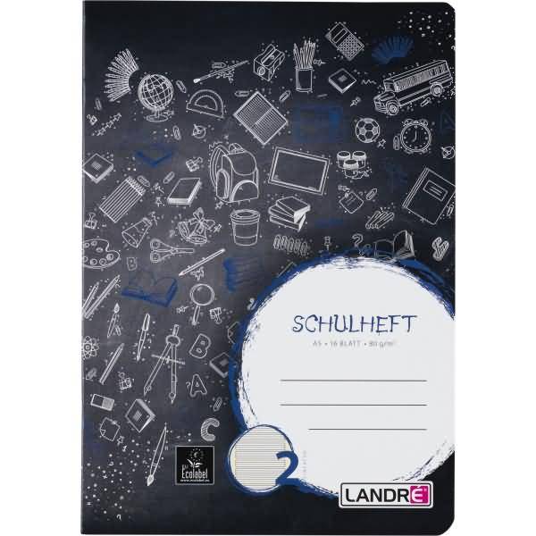 Schulheft A5 16 Blatt 80 g/qm Lineatur 2 (für alle Ausgangsschriften)