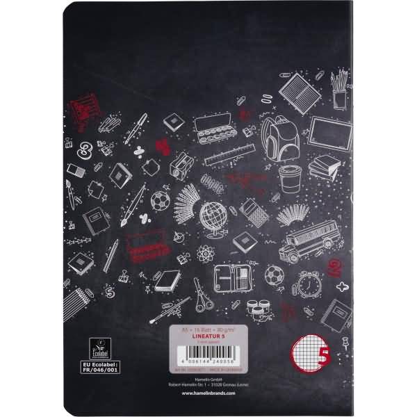 Schulheft A5 16 Blatt 80 g/qm Lineatur 5 (kariert)