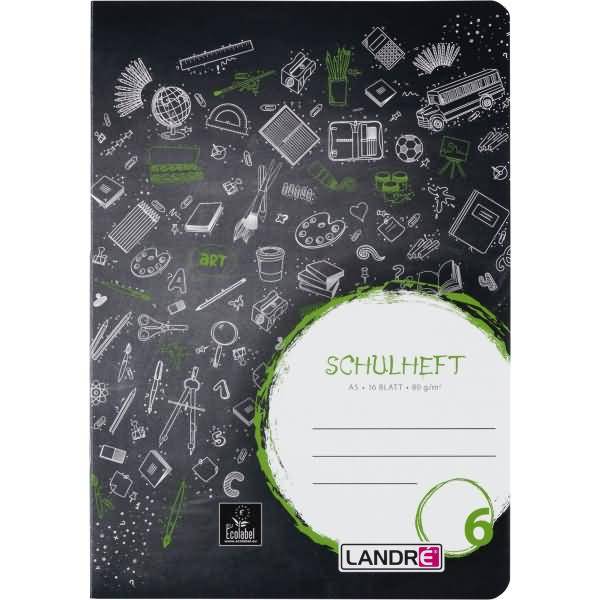 Schulheft A5 16 Blatt 80 g/qm Lineatur 6 (blanko)