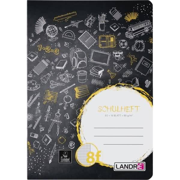Schulheft A5 16 Blatt 80 g/qm Lineatur 8f (rautiert mit Rand rechts)
