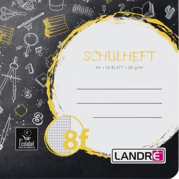 Schulheft A5 16 Blatt 80 g/qm Lineatur 8f (rautiert mit Rand rechts)
