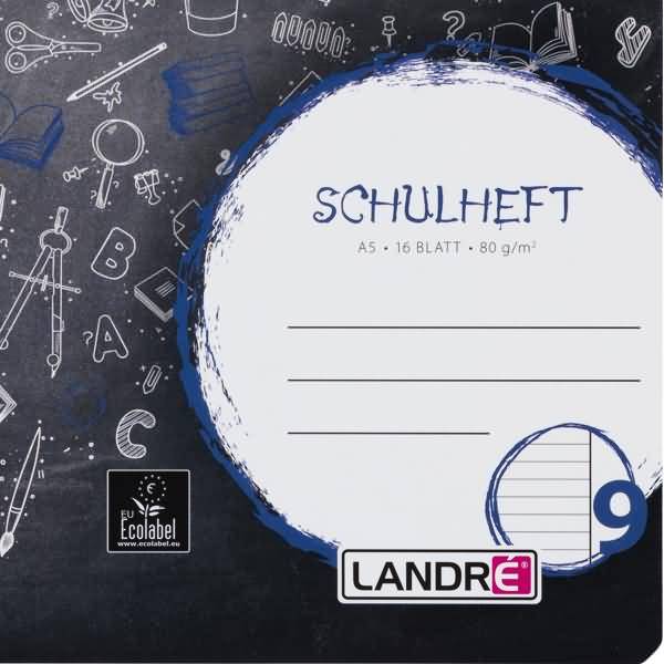 Schulheft A5 16 Blatt 80 g/qm Lineatur 9 (liniert mit Rand rechts)