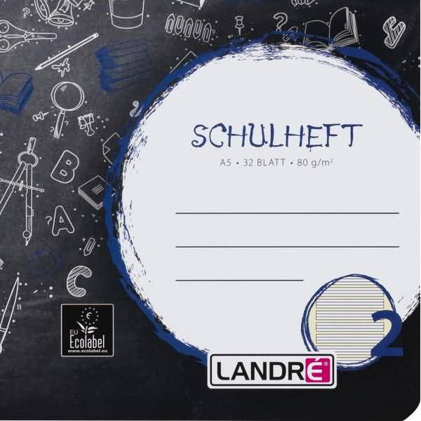 Schulheft A5 32 Blatt 80 g/qm Lineatur 2 (für alle Ausgangsschriften)
