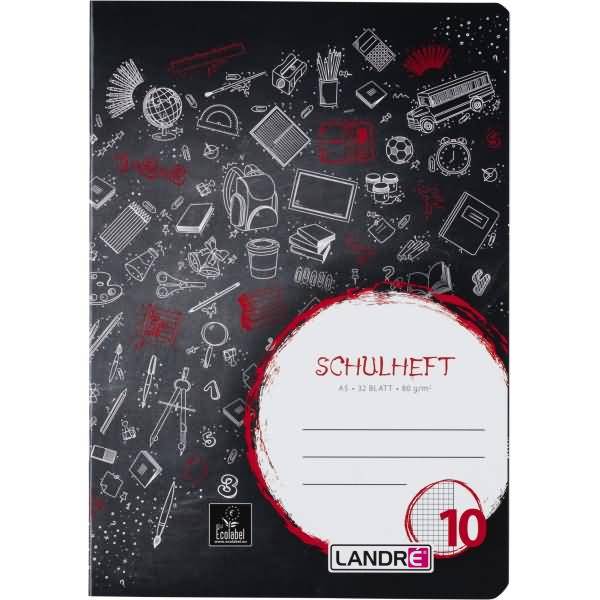 Schulheft A5 32 Blatt 80 g/qm Lineatur 10 (kariert mit Rand rechts)