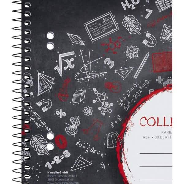 Collegeblock College A5+ 80 Blatt 70 g/qm 6-fach gelocht kariert