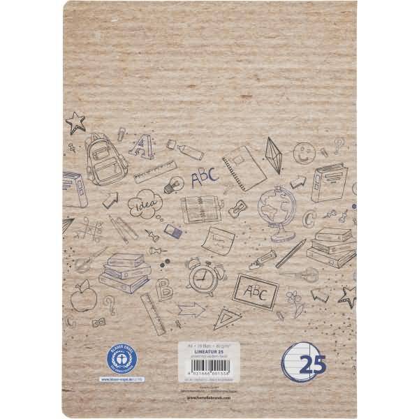 Schulheft Recycling A4 16 Blatt 80 g/qm Lineatur 25 liniert mit Rand