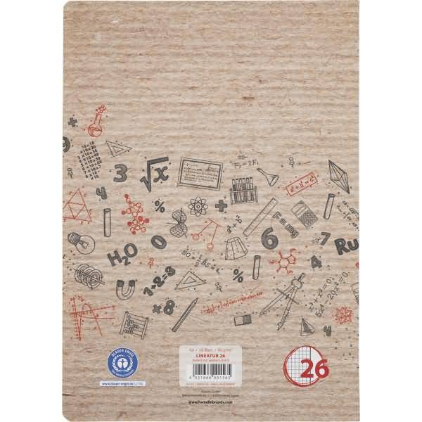 Schulheft Recycling A4 16 Blatt 80 g/qm Lineatur 26 kariert mit Rand