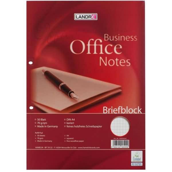 Briefblock Office A4 50 Blatt 70 g/qm 2-fach gelocht kariert