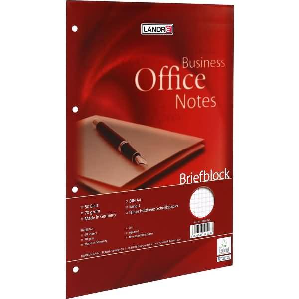 Briefblock Office A4 50 Blatt 70 g/qm 4-fach gelocht kariert