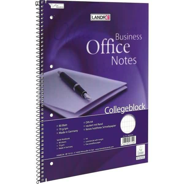 Collegeblock Office A4+ 80 Blatt 70 g/qm 4-fach gelocht rautiert