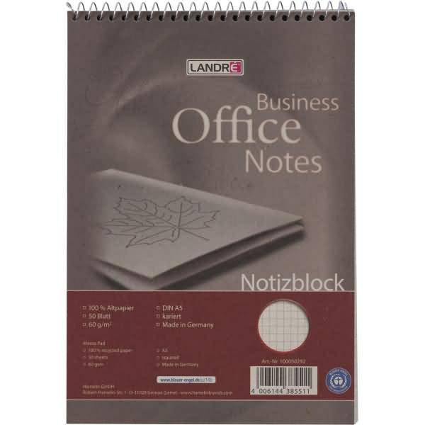 Spiralnotizblock Recycling A5 50 Blatt 60 g/qm kariert