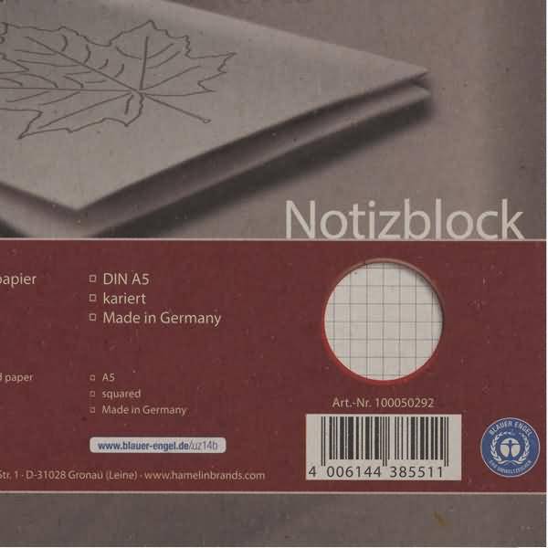 Spiralnotizblock Recycling A5 50 Blatt 60 g/qm kariert