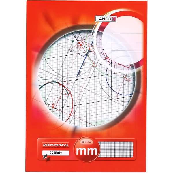 Millimeterblock A4 25 Blatt 80 g/qm Linienfarbe rot