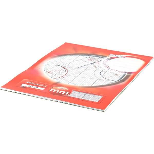Millimeterblock A4 25 Blatt 80 g/qm Linienfarbe rot