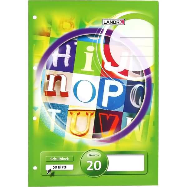 Arbeitsblock A4 50 Blatt 80 g/qm 4-fach gelocht Lineatur 20 (blanko)