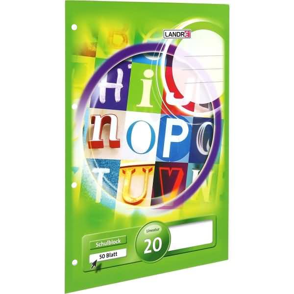 Arbeitsblock A4 50 Blatt 80 g/qm 4-fach gelocht Lineatur 20 (blanko)