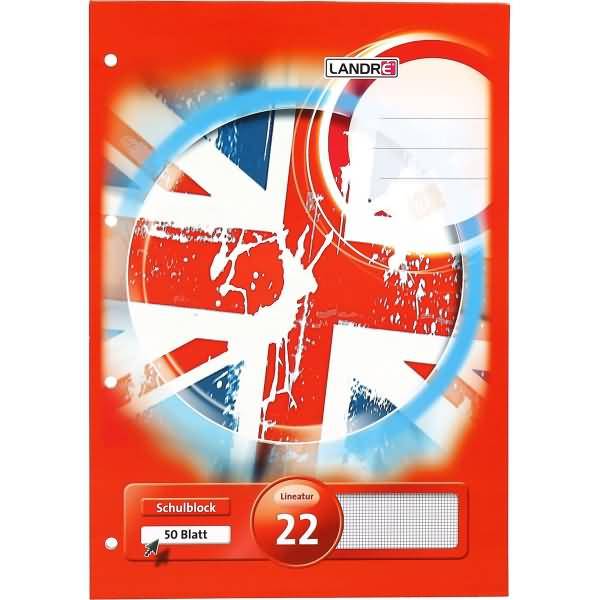 Schulblock A4 50 Blatt 70 g/qm 4-fach gelocht Lineatur 22 (kariert)