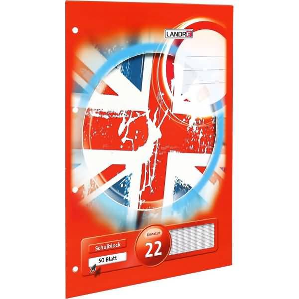 Schulblock A4 50 Blatt 70 g/qm 4-fach gelocht Lineatur 22 (kariert)