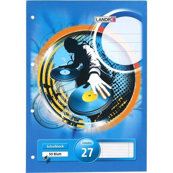 Schulblock A4 50 Blatt 70 g/qm 4-fach gelocht Lineatur 27