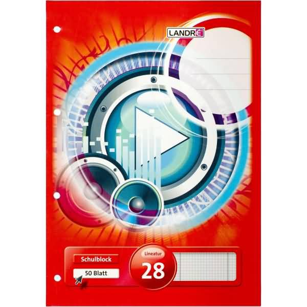 Schulblock A4 50 Blatt 70 g/qm 4-fach gelocht Lineatur 28