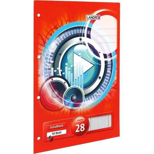 Schulblock A4 50 Blatt 70 g/qm 4-fach gelocht Lineatur 28