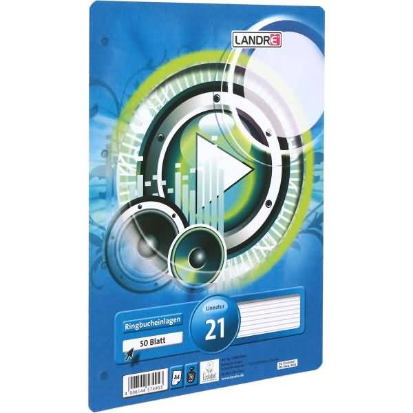Ringbucheinlagen A4 100 Blatt 70 g/qm 4-fach gelocht Lineatur 21