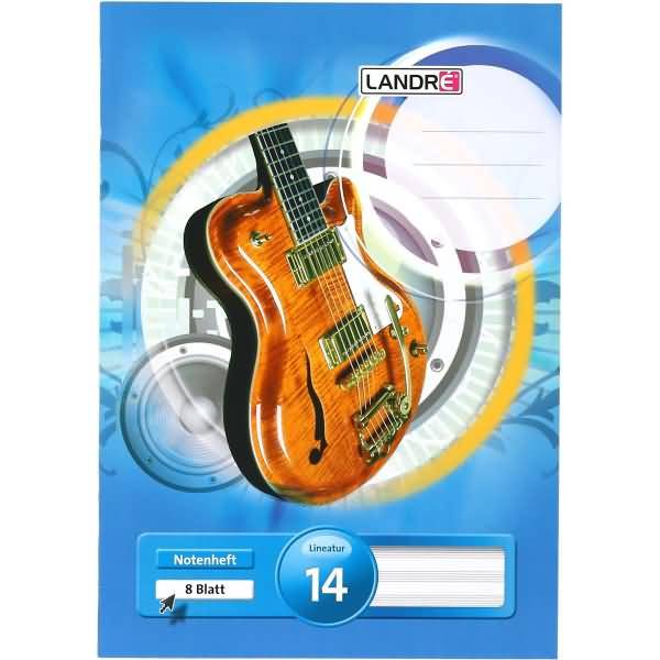 Notenheft A4 8 Blatt 80 g/qm Lineatur 14 ohne Hilfslinien