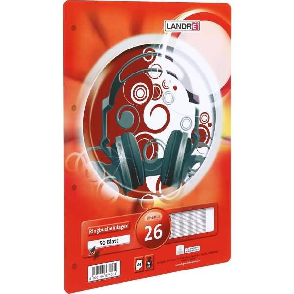 Ringbucheinlagen A4 50 Blatt 70 g/qm 4-fach gelocht Lineatur 26