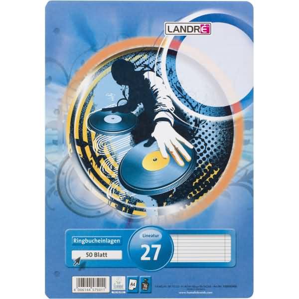 Ringbucheinlagen A4 50 Blatt 70 g/qm 4-fach gelocht Lineatur 27