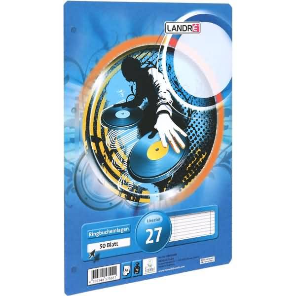 Ringbucheinlagen A4 50 Blatt 70 g/qm 4-fach gelocht Lineatur 27