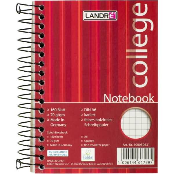 Notebook College A6 160 Blatt 70 g/qm kariert