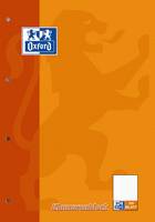 Orange Oxford Notizbuchcover mit blauem Oxford-Logo oben links und einem weißen Etikettenbereich unten rechts.