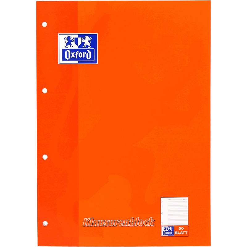 Oxford Klausurenblock, DIN A4, 50 Blatt, liniert