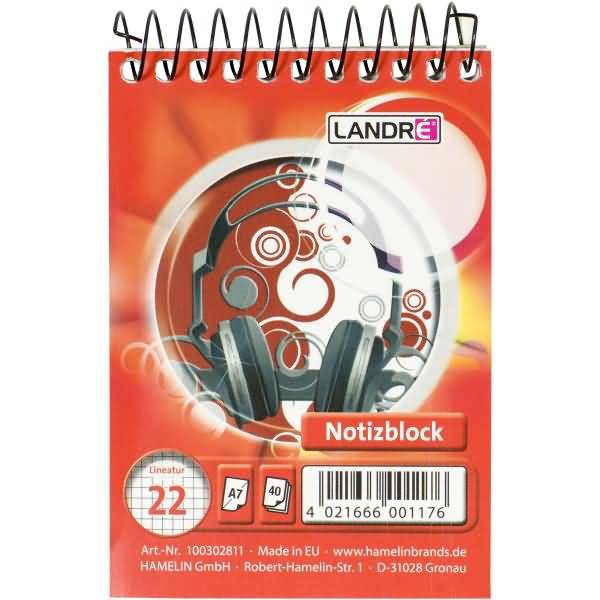 Spiralnotizblock A7 40 Blatt 70 g/qm kariert
