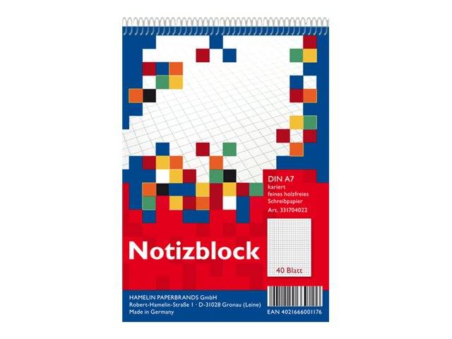 ELBA - Landré - Notizblock - Spiralbindung - A7 - 40 Blatt