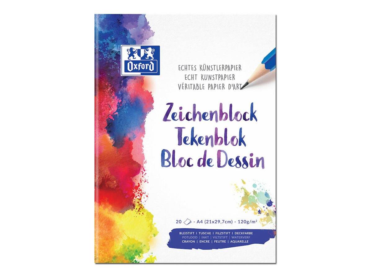 Oxford 100050321 - A4 - 120 g/m² - blanko - 20 Blatt - 120 g/m² Künstlerpapier -