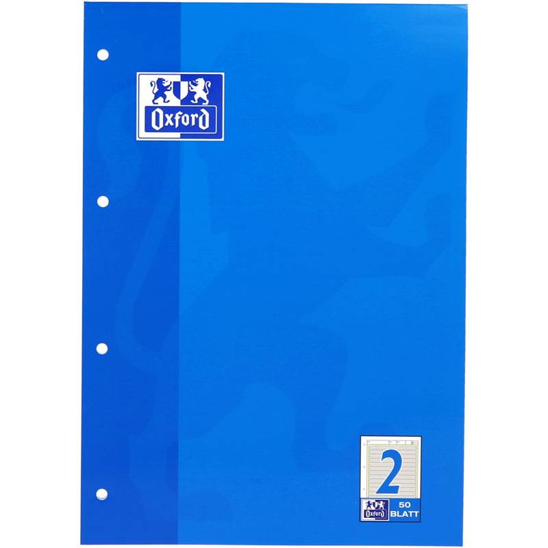 Oxford Arbeitsblock, DIN A4, 50 Blatt, Lineatur 2