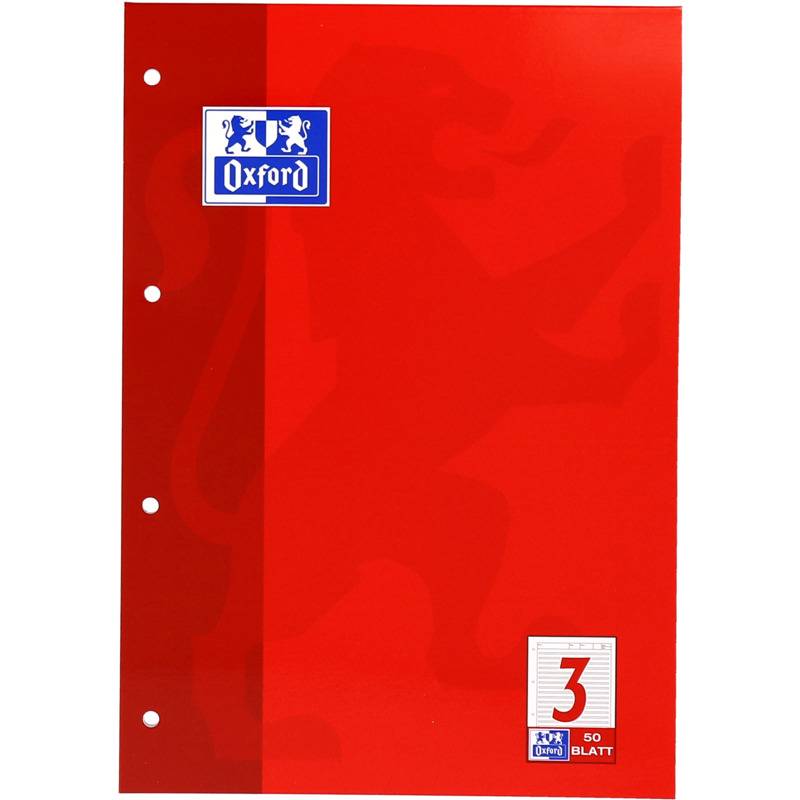 Oxford Arbeitsblock, DIN A4, 50 Blatt, Lineatur 3