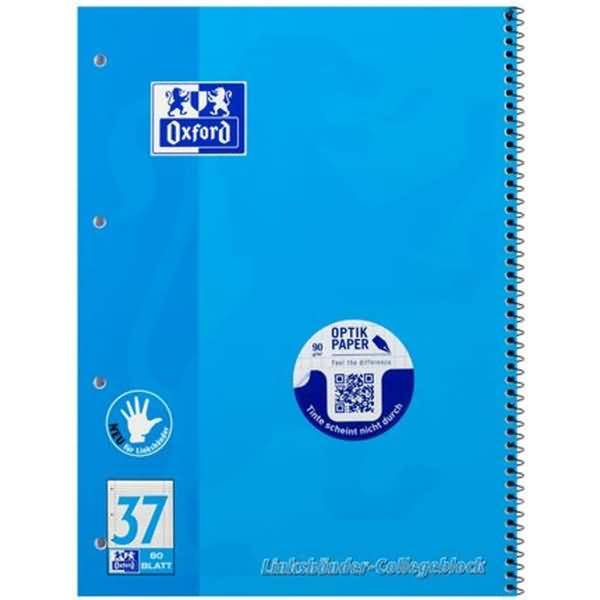 Collegeblock A4 liniert 80 Blatt 4-fach gelocht Linkshänder blau